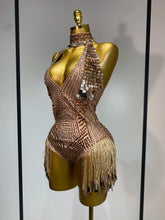Luxury Sparkly Rhinestones Tassels Sequins Bodysuit Women Sexy Halter Backless Stage  Performance Costume Club Birthday Outfit